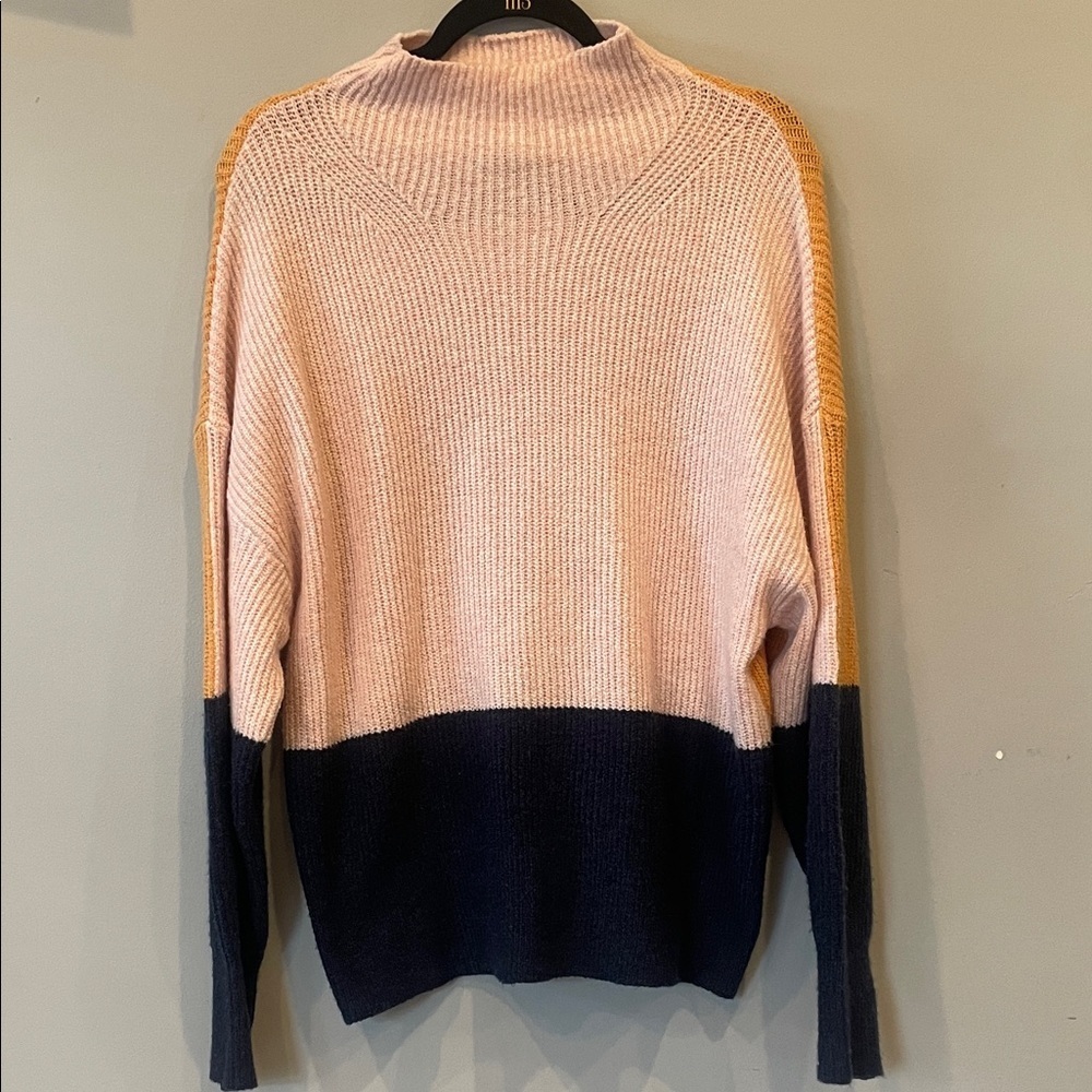 Colorblock Sweater in Pink, golden , and Navy medium like new